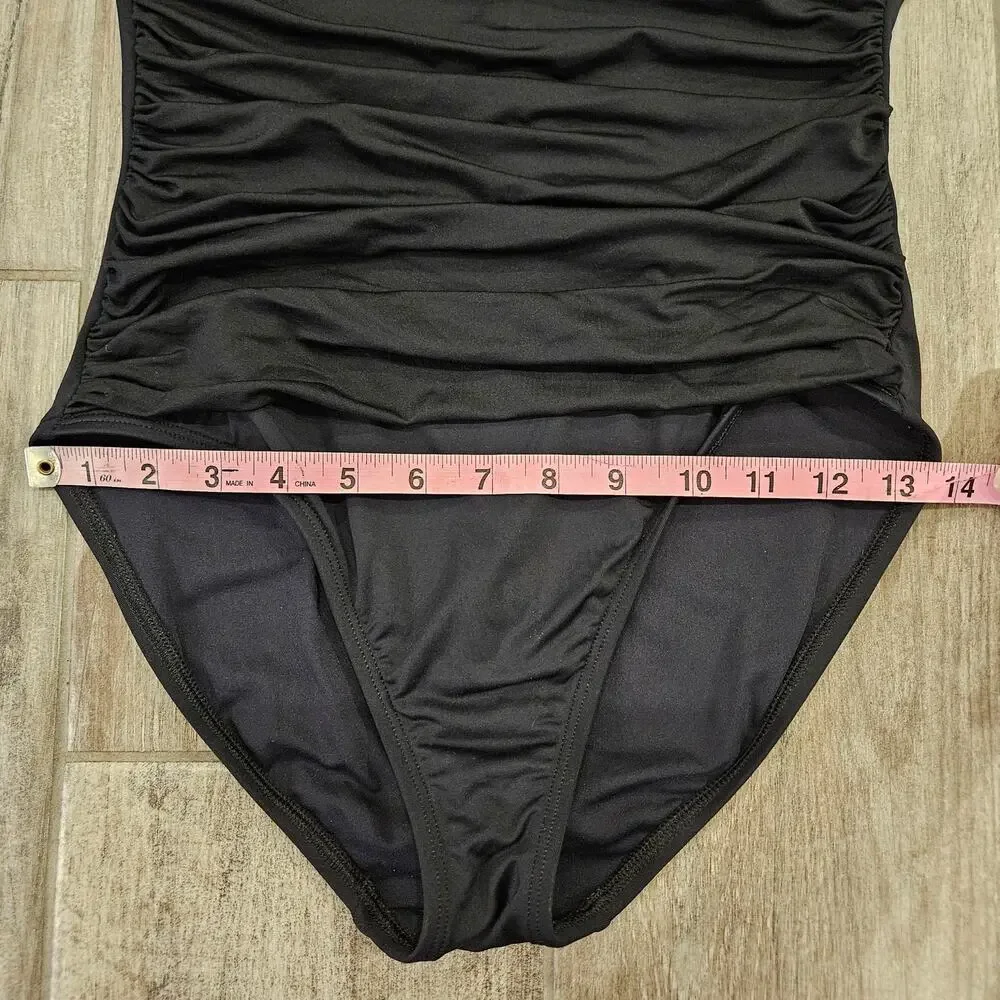 La Blanca Swimsuit Womens 6 Island Goddess‎ Ruched Front Bandeau One Piece FLAW